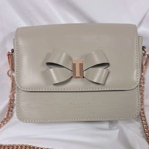 Ted Baker Calliih Bow Detail Taupe Bovine Leather Cross Body Bag clutch